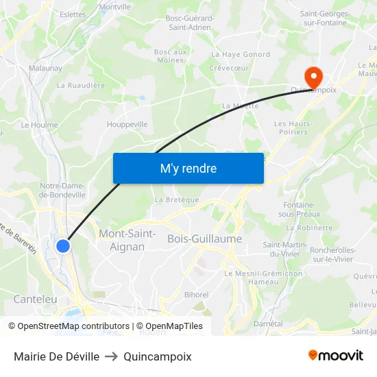 Mairie De Déville to Quincampoix map