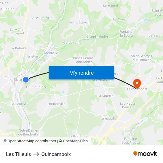 Les Tilleuls to Quincampoix map