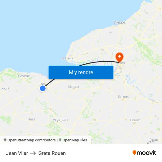 Jean Vilar to Greta Rouen map