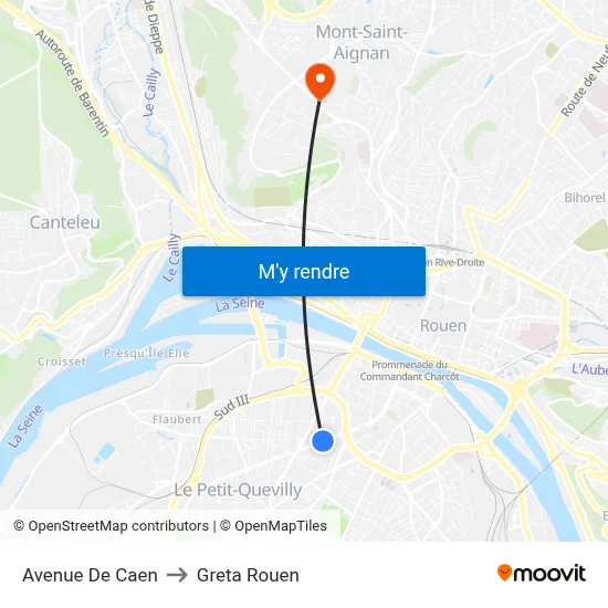 Avenue De Caen to Greta Rouen map