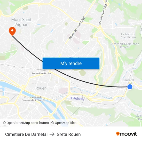 Cimetiere De Darnétal to Greta Rouen map