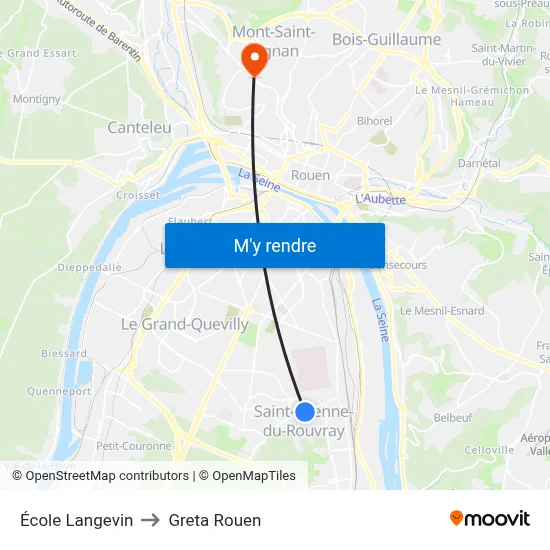École Langevin to Greta Rouen map