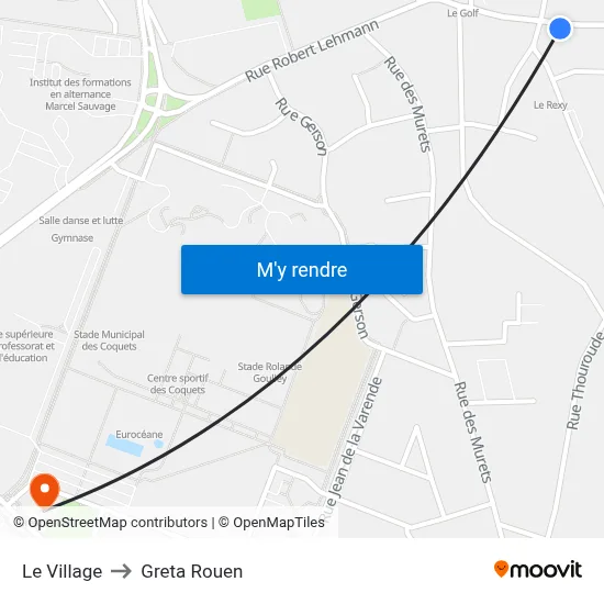 Le Village to Greta Rouen map