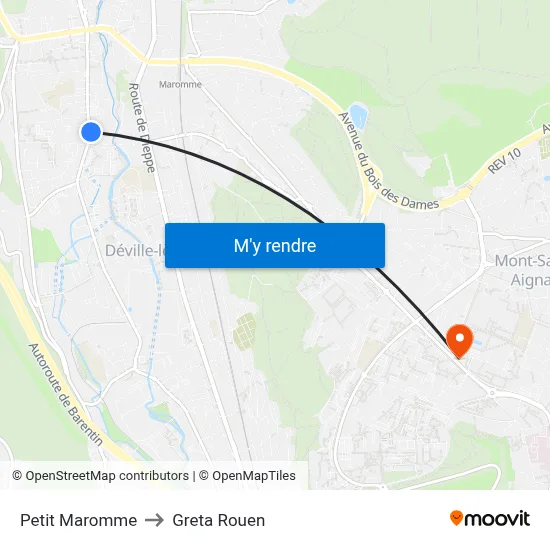 Petit Maromme to Greta Rouen map