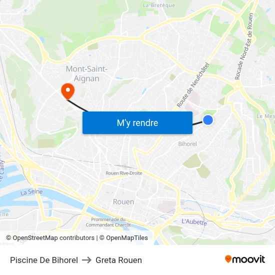 Piscine De Bihorel to Greta Rouen map
