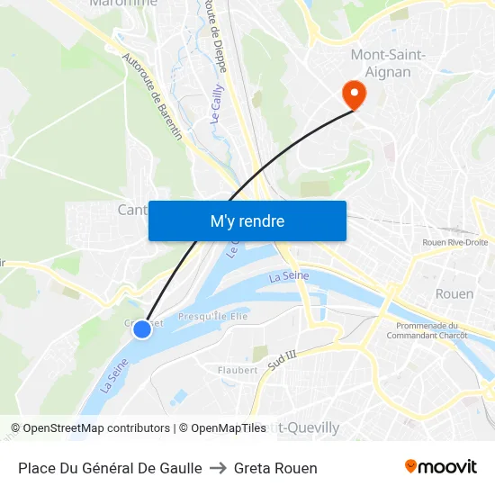 Place Du Général De Gaulle to Greta Rouen map
