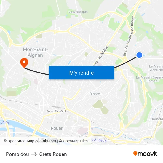 Pompidou to Greta Rouen map