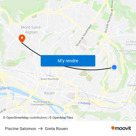 Piscine Salomon to Greta Rouen map