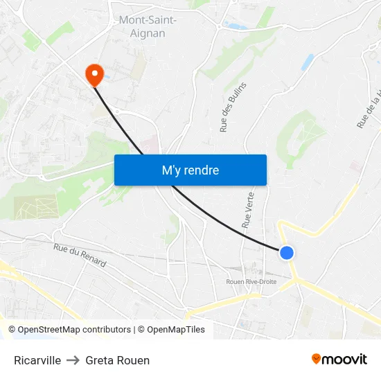Ricarville to Greta Rouen map