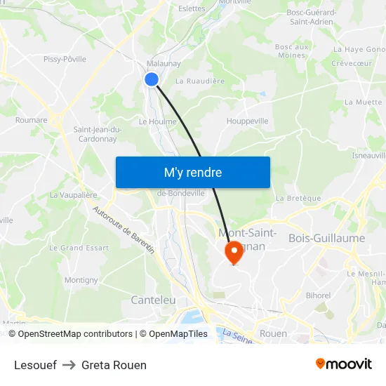 Lesouef to Greta Rouen map
