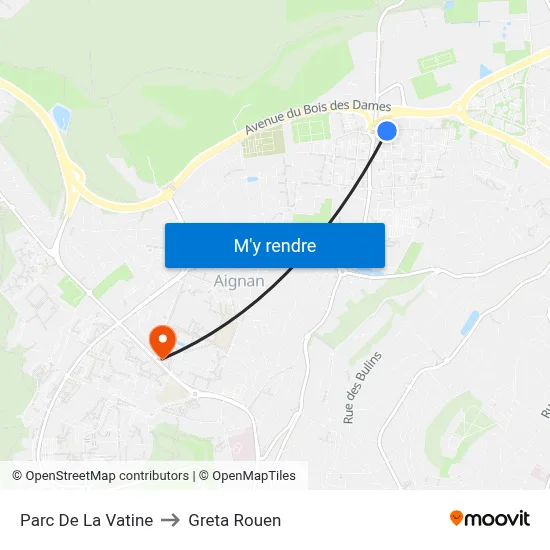 Parc De La Vatine to Greta Rouen map