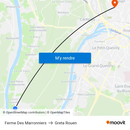 Ferme Des Marronniers to Greta Rouen map