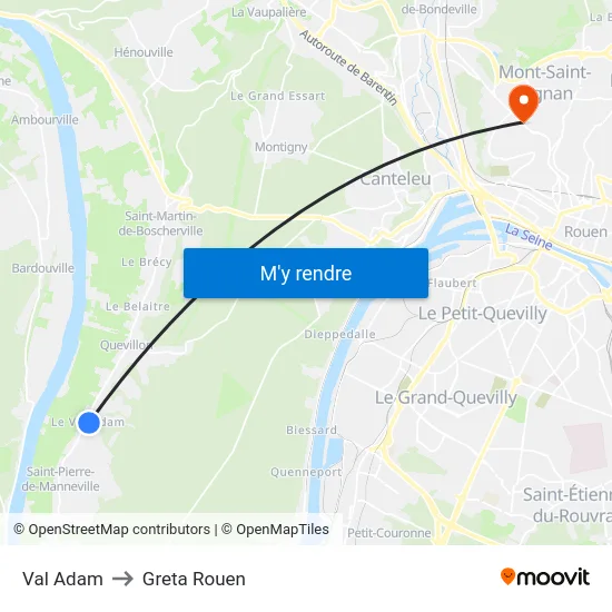 Val Adam to Greta Rouen map