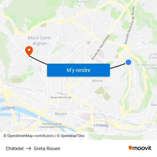 Châtelet to Greta Rouen map