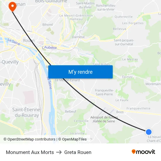 Monument Aux Morts to Greta Rouen map