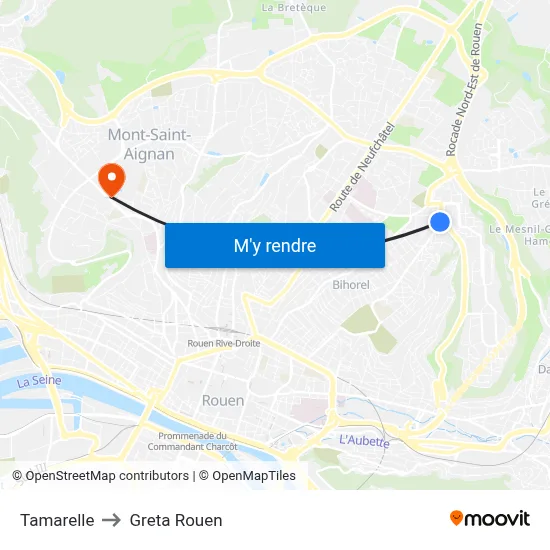 Tamarelle to Greta Rouen map