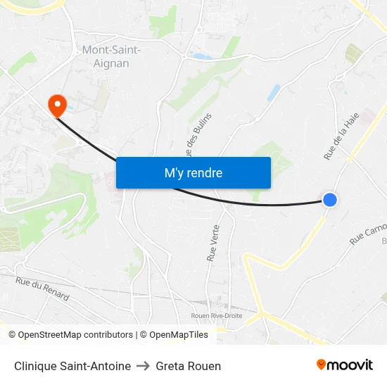 Clinique Saint-Antoine to Greta Rouen map