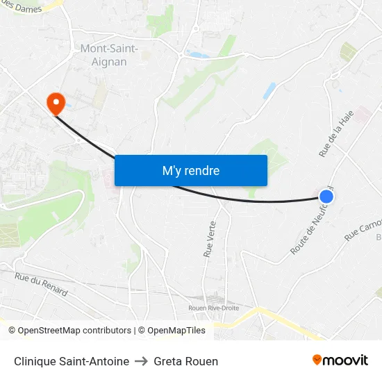 Clinique Saint-Antoine to Greta Rouen map