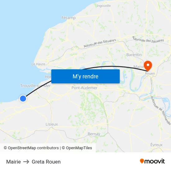 Mairie to Greta Rouen map