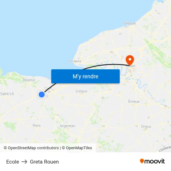 Ecole to Greta Rouen map