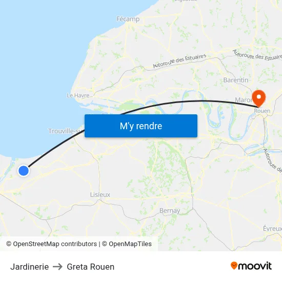 Jardinerie to Greta Rouen map