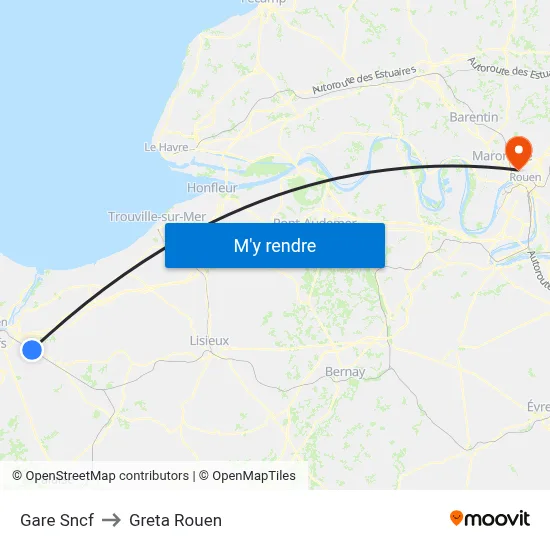 Gare Sncf to Greta Rouen map