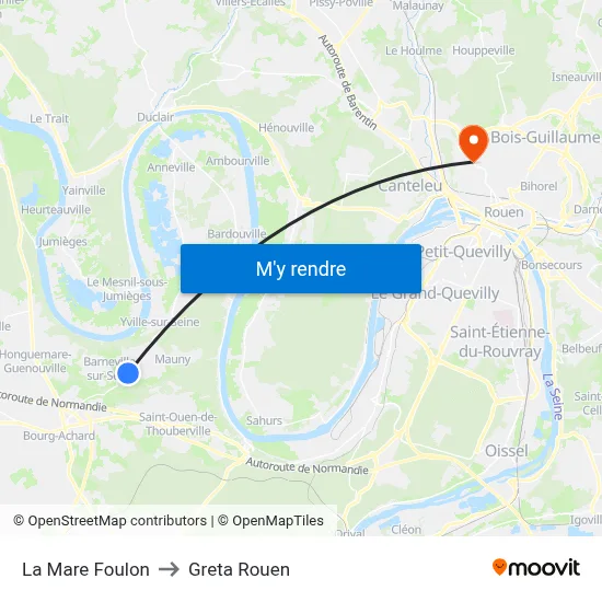 La Mare Foulon to Greta Rouen map