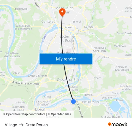 Village to Greta Rouen map