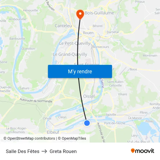 Salle Des Fêtes to Greta Rouen map