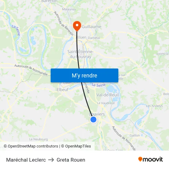 Maréchal Leclerc to Greta Rouen map