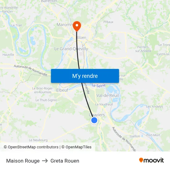 Maison Rouge to Greta Rouen map