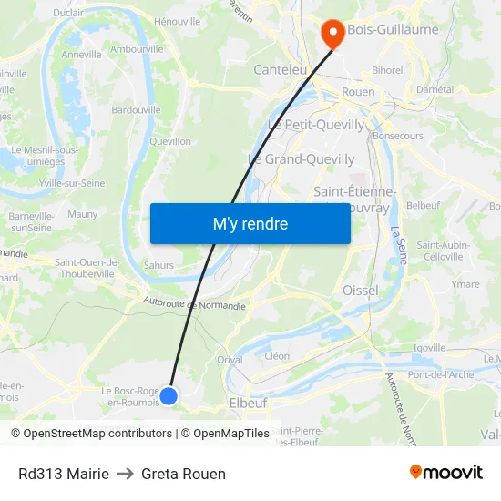 Rd313 Mairie to Greta Rouen map