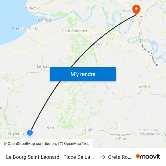 Le Bourg-Saint-Léonard - Place De La Liberté to Greta Rouen map