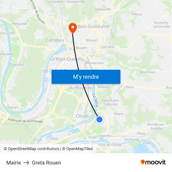Mairie to Greta Rouen map