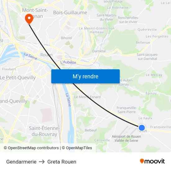Gendarmerie to Greta Rouen map