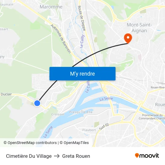 Cimetière Du Village to Greta Rouen map