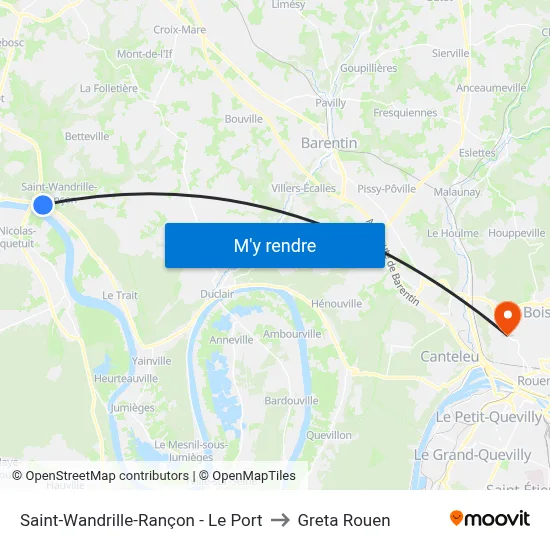 Saint-Wandrille-Rançon - Le Port to Greta Rouen map