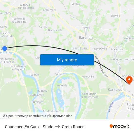 Caudebec-En-Caux - Stade to Greta Rouen map