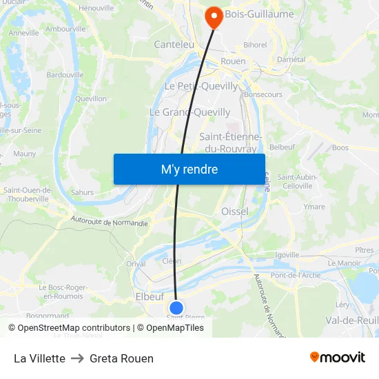 La Villette to Greta Rouen map