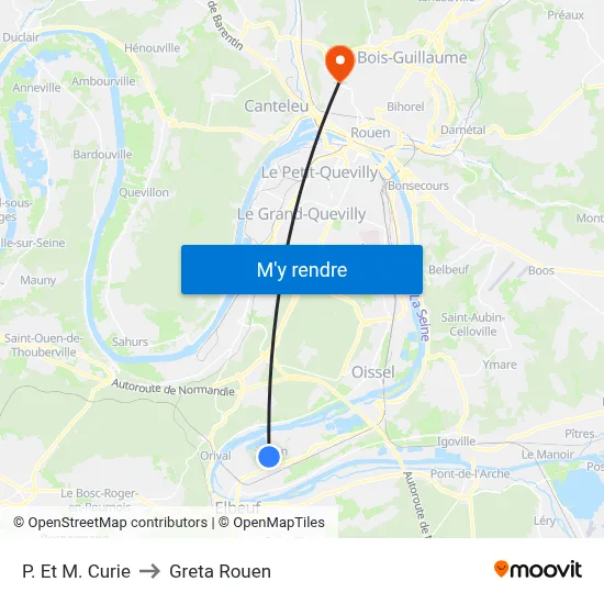 P. Et M. Curie to Greta Rouen map