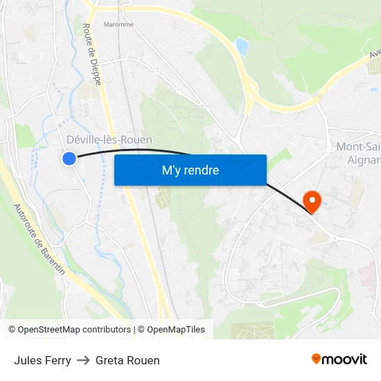 Jules Ferry to Greta Rouen map