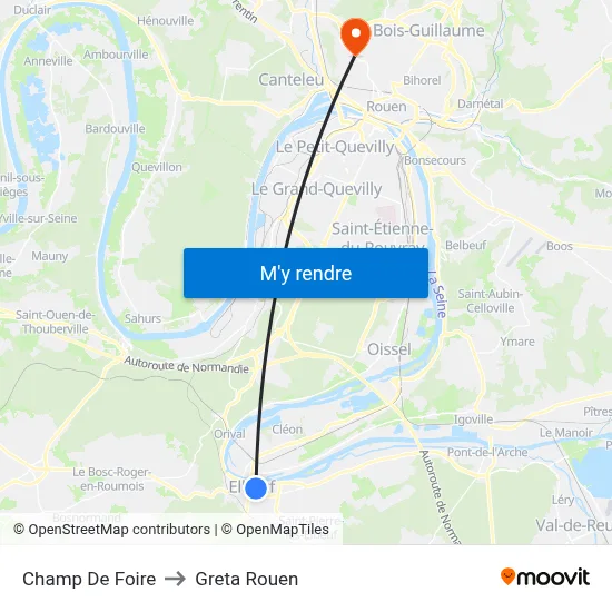 Champ De Foire to Greta Rouen map