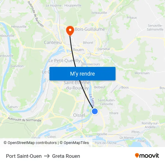 Port Saint-Ouen to Greta Rouen map