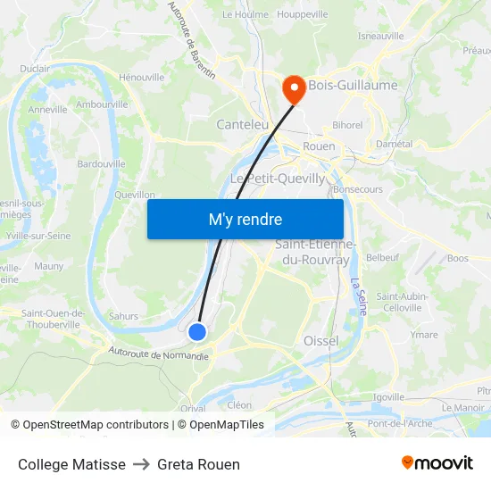College Matisse to Greta Rouen map