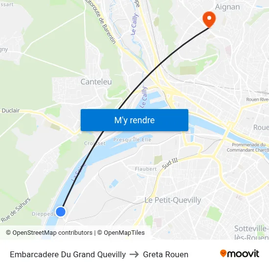 Embarcadere Du Grand Quevilly to Greta Rouen map