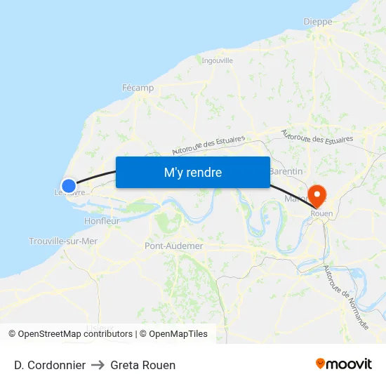 D. Cordonnier to Greta Rouen map