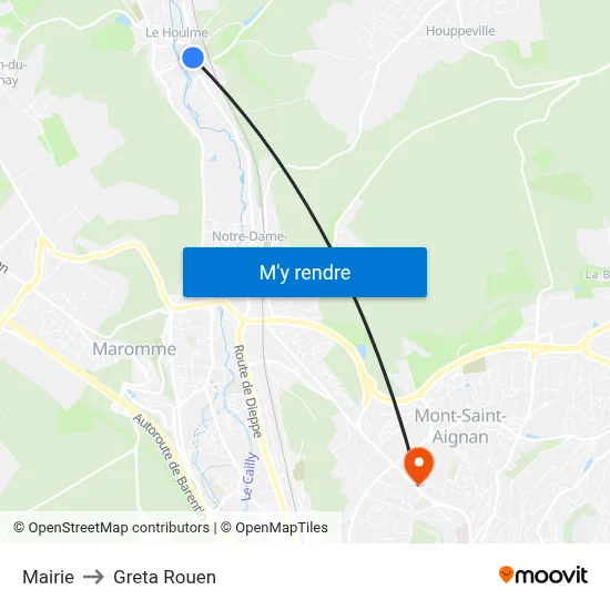 Mairie to Greta Rouen map