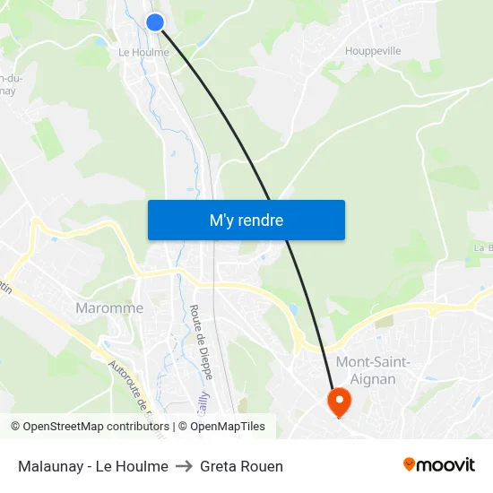 Malaunay - Le Houlme to Greta Rouen map