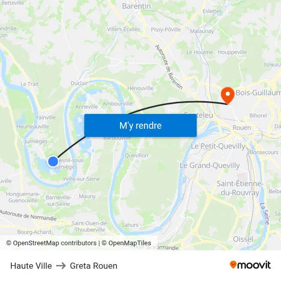 Haute Ville to Greta Rouen map