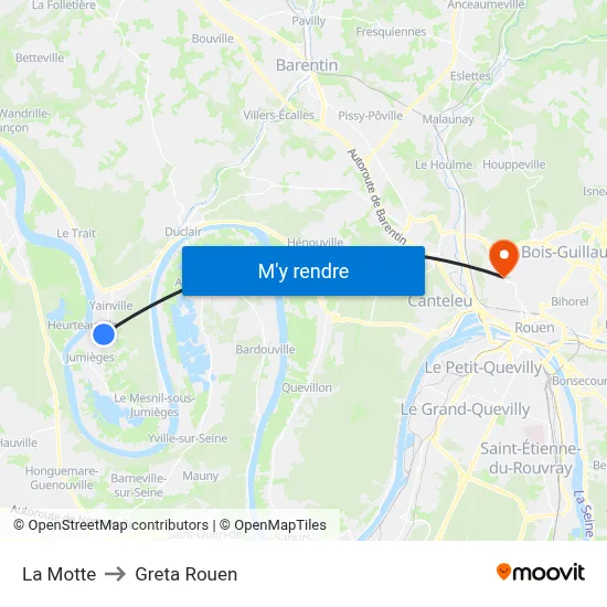 La Motte to Greta Rouen map